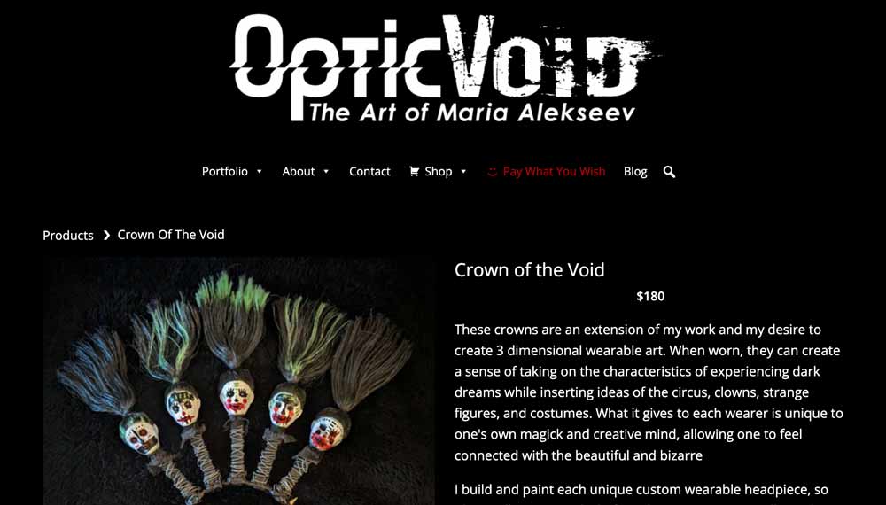 OpticVoid homepage screenshot