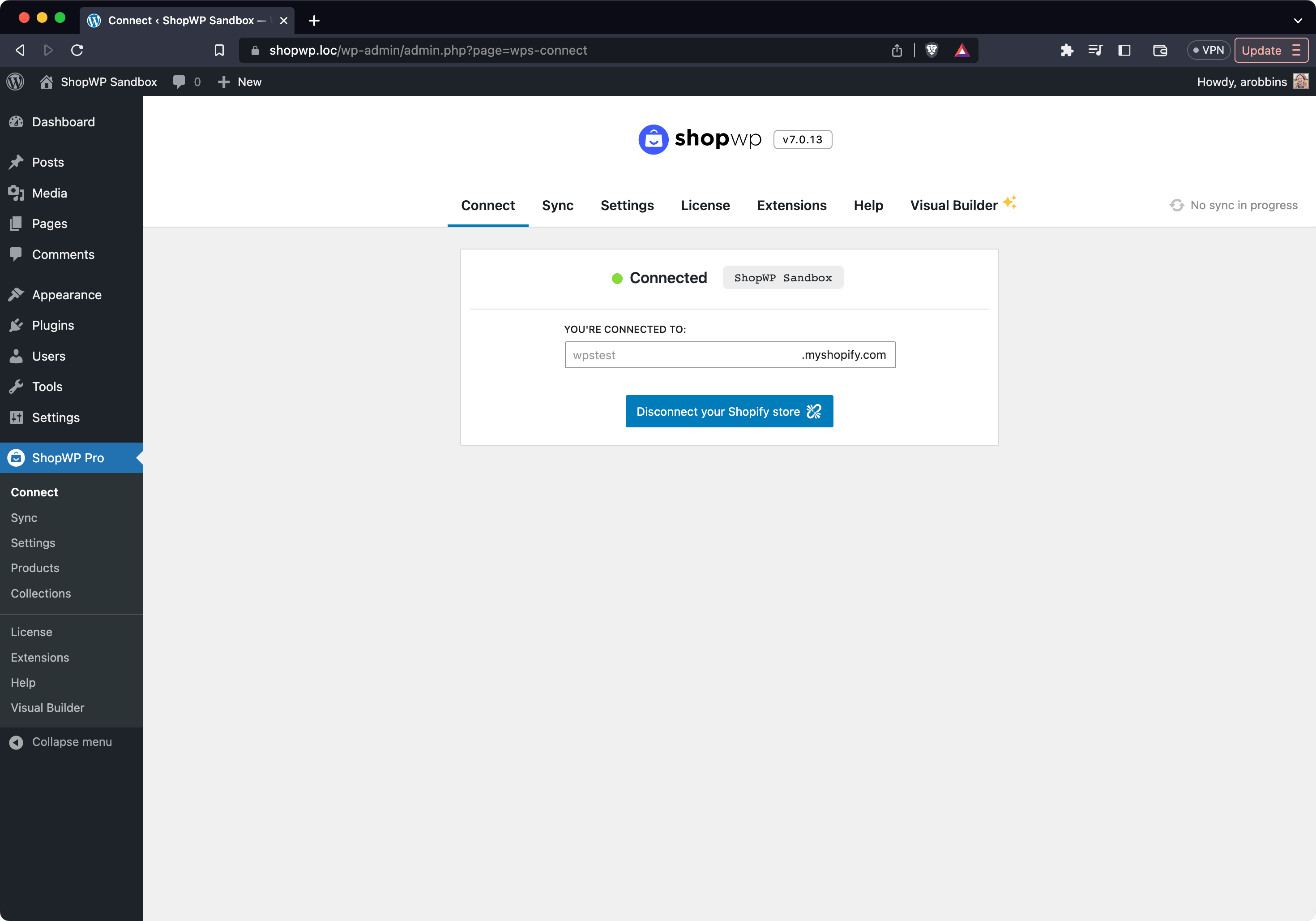 ShopWP Connect tab