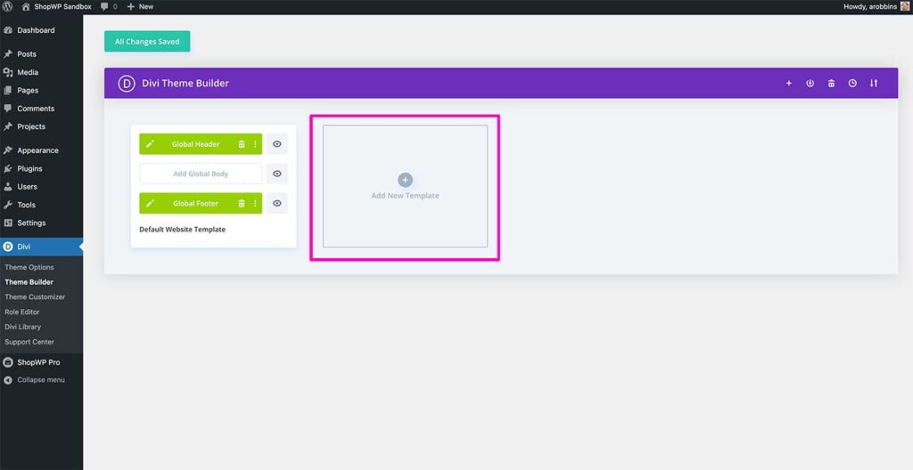 Creating a new Divi template