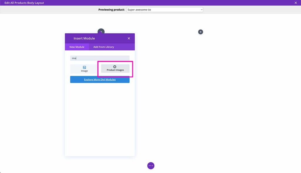 Adding the ShopWP Divi product images module
