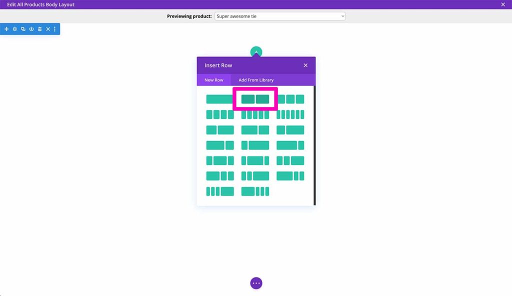 Divi two column module, within the Divi builder