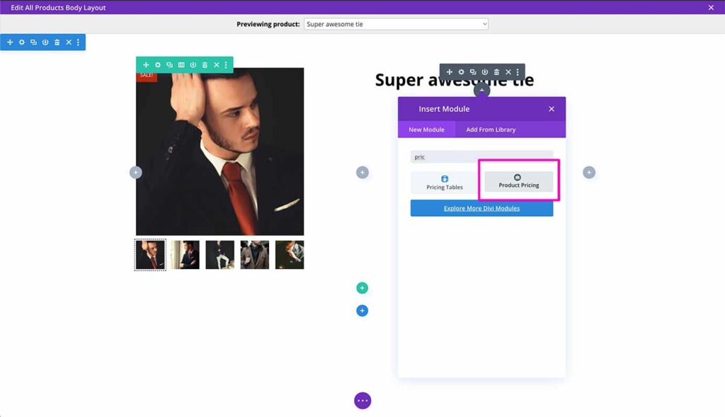 Adding the ShopWP Pricing Divi module